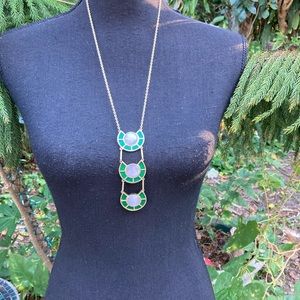 Sole Society faux malachite & agate long necklace